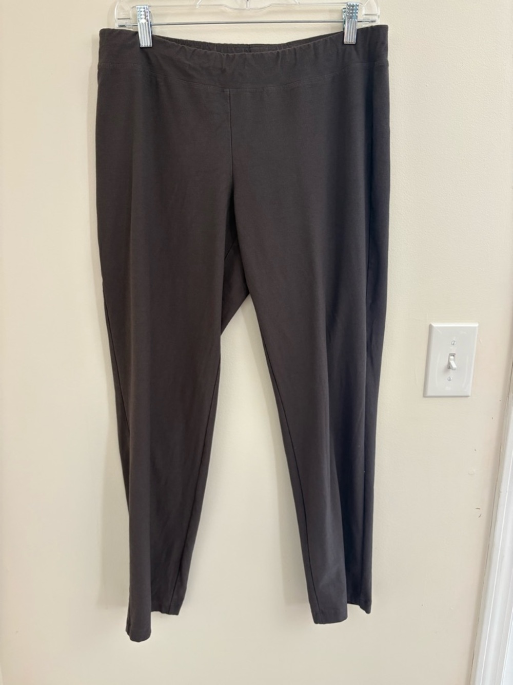 Eileen Fisher Washable Stretch Crepe Slim Ankle Pants Medium Black Career travel